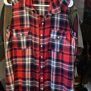 Joe Boxer Red and Blue Plaid Sleeveless Shirt